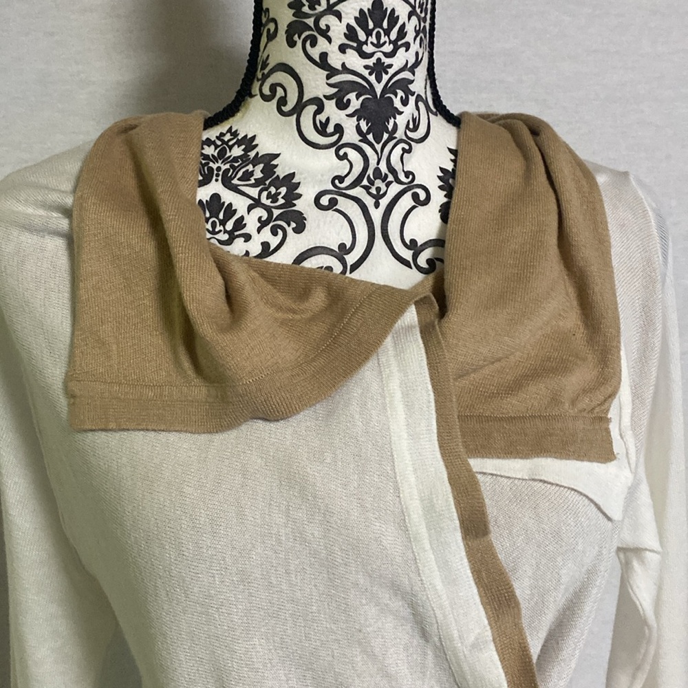 Soma Layered Knit Somerset Sweater Ivory/Camel Small NWT Cotton and Modal blend - Picture 2 of 7